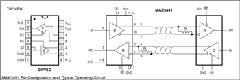 Application Circuit Diagram - Analog Devices / Maxim Integrated MAX348x & MAX349x RS-485/RS-422 Transceivers