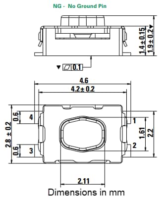 Mechanical Drawing - C&K Switches KMR6 Microminiature SMT Tactile Switches