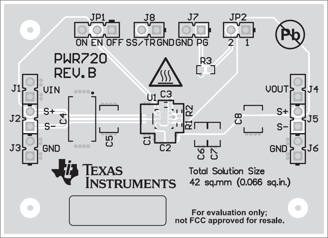 Mechanical Drawing - Texas Instruments TPS821x0EVM-720 Step-Down Converter EVMs
