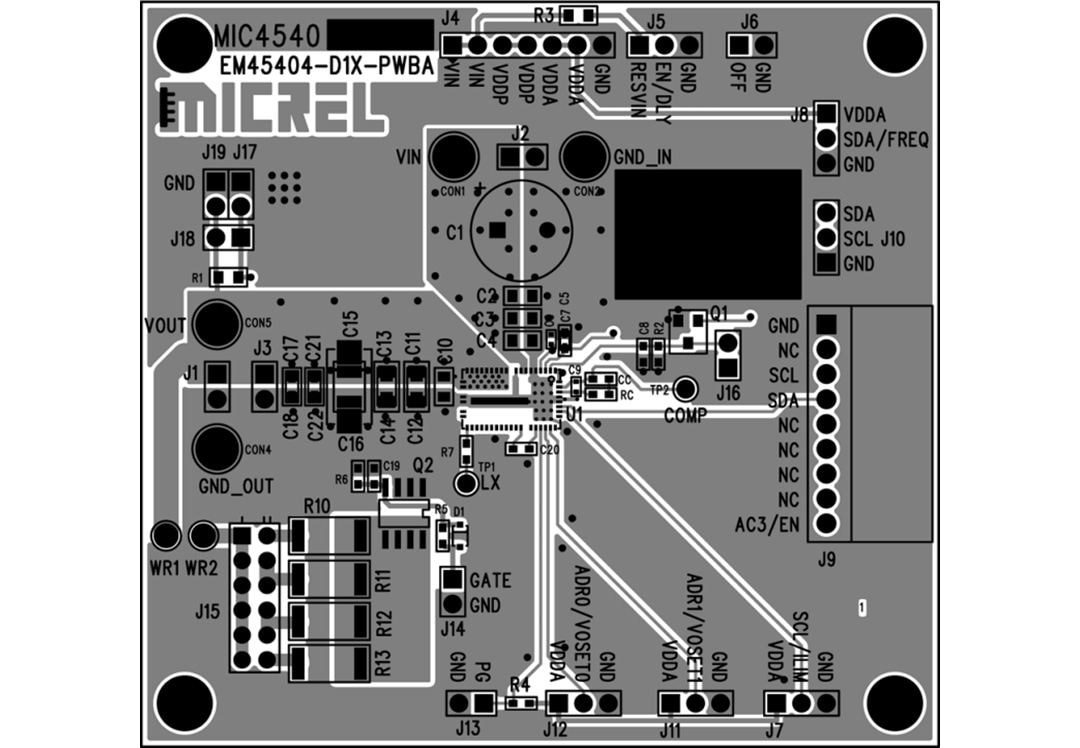 Mechanical Drawing - Microchip Technology MIC45404 Evaluation Board (ADM00809)