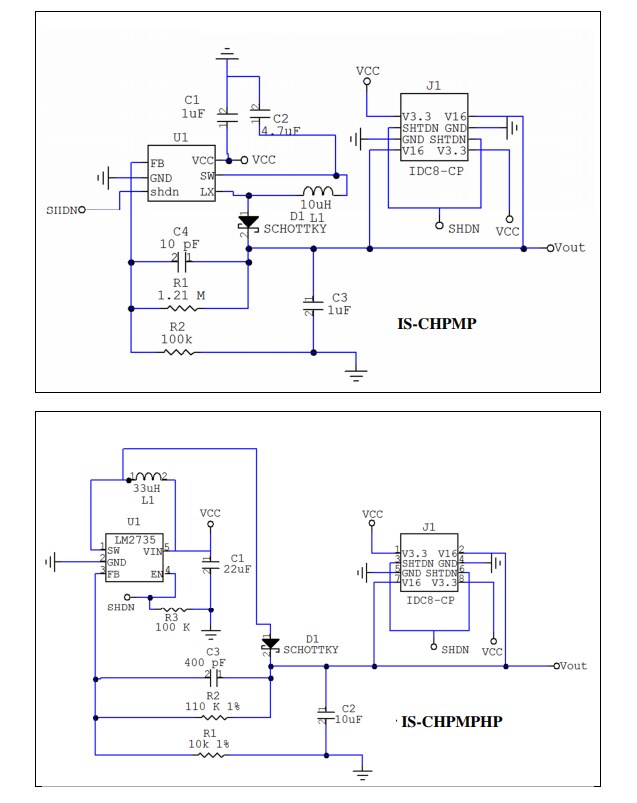 Schematic - NKK Switches IS-CHPMP & IS-CHPMPHP Charge Pump Dev Boards