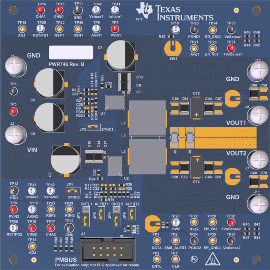 Mechanical Drawing - Texas Instruments TPS546C23EVM2-746 Converter Evaluation Module