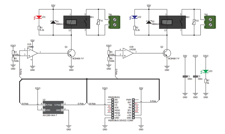 Schematic - Mikroe MIKROE-2985 Hall Switch Click