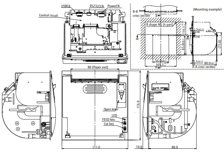 Mechanical Drawing - FCL Components FTP-63 High-Speed Thermal Printers