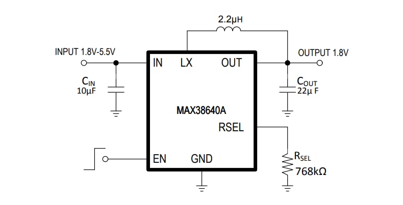 Application Circuit Diagram - Analog Devices / Maxim Integrated MAX3864xA/B Buck Converters