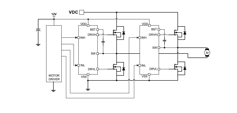 Application Circuit Diagram - Monolithic Power Systems (MPS) MP1921A Half-Bridge Gate Drivers