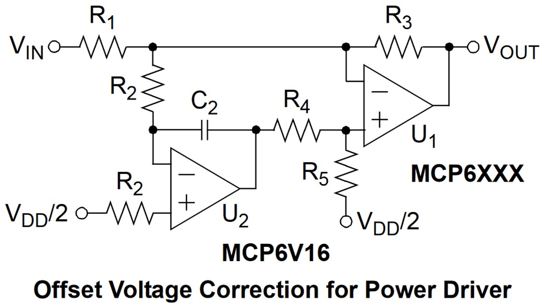 Application Circuit Diagram - Microchip Technology MCP6V16/16U/17/19 Zero-Drift Op Amps