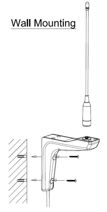 Mechanical Drawing - Taoglas WM.x.A.305111 Cyclops Wall Mount Whip Antennas
