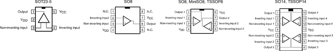 Mechanical Drawing - STMicroelectronics TSV321/A, TSV358/A, & TSV324/A Low Power Op Amps