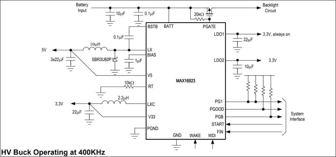 Application Circuit Diagram - Analog Devices Inc. MAX16923 Automotive Display PMICs