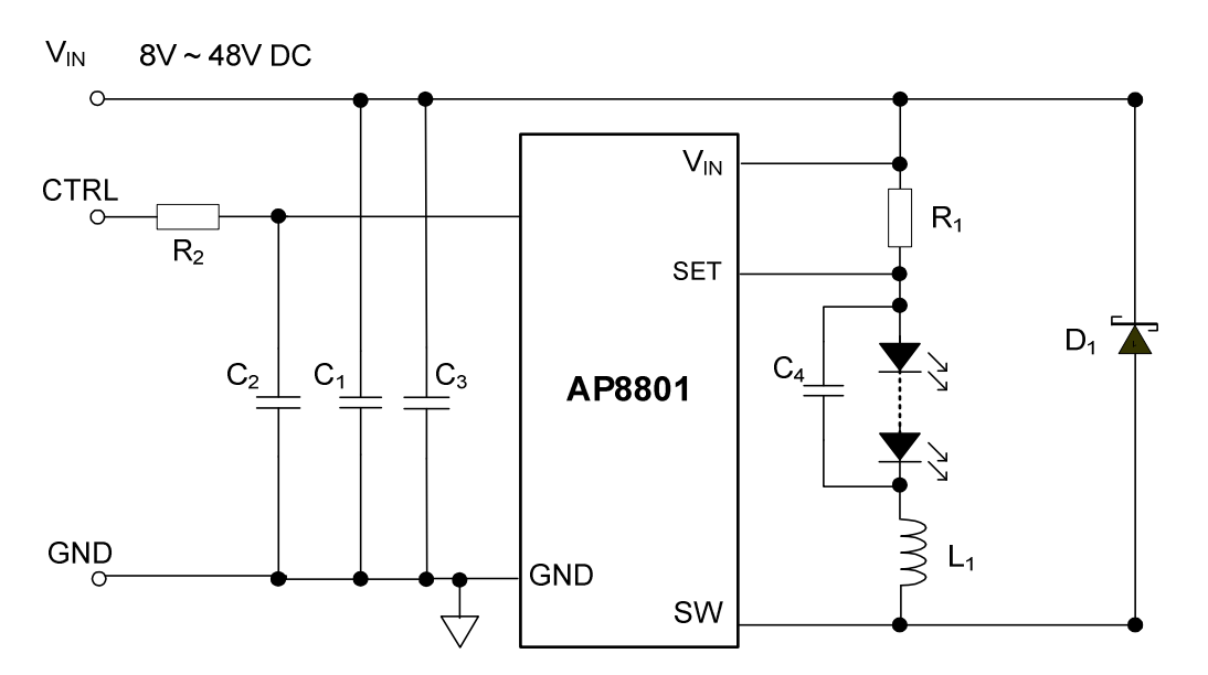 Schematic - Diodes Incorporated AP8801EV2 Evaluation Board