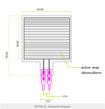 Mechanical Drawing - DFRobot RP Series Thin Film Pressure Sensors
