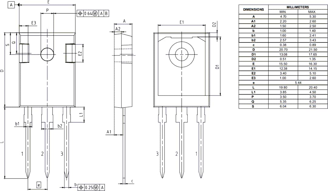 Mechanical Drawing - Infineon Technologies 650V CoolSiC™ M1 Trench Power MOSFETs