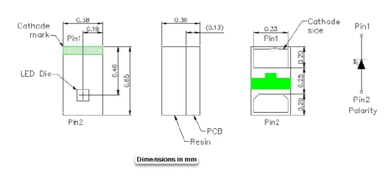 Mechanical Drawing - Inolux IN-S21ATx SMD LEDs