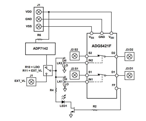 Block Diagram - Analog Devices Inc. EVAL-ADG5421FEBZ Evaluation Board