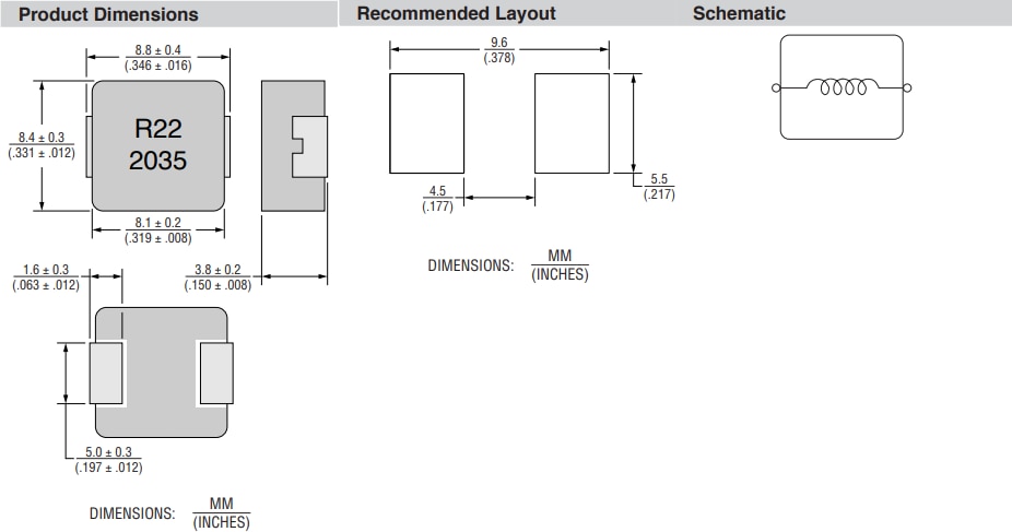 Mechanical Drawing - Bourns SRP8540A Automotive Shielded Power Inductors