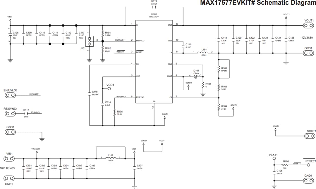 Schematic - Analog Devices / Maxim Integrated MAX17577EVKIT & MAX17578EVKIT Evaluation Kits