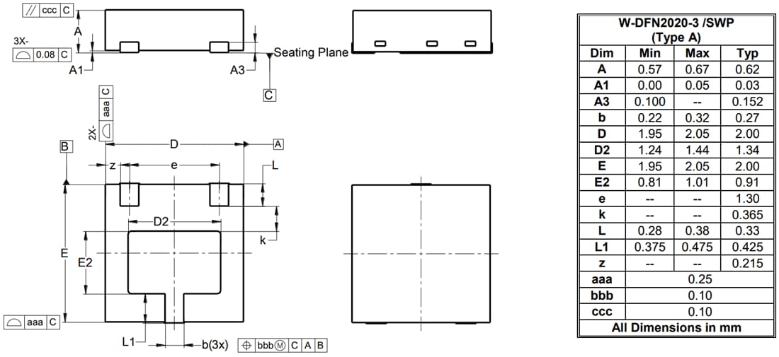 Mechanical Drawing - Diodes Incorporated FMMT411FDBWQ Low Voltage Avalanche Transistor