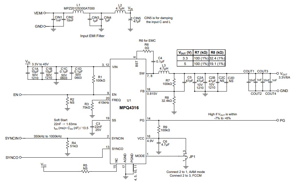Schematic - Monolithic Power Systems (MPS) EVQ4316-R-01A Evaluation Board
