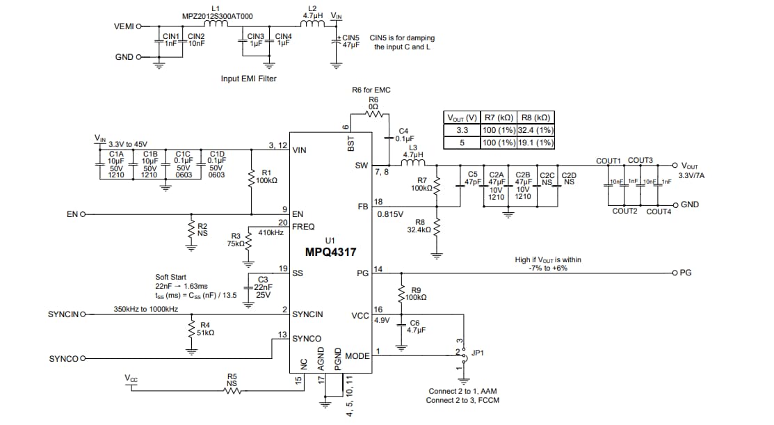 Schematic - Monolithic Power Systems (MPS) EVQ4317-R-01A Evaluation Board
