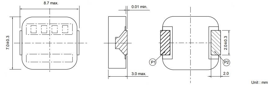 Mechanical Drawing - Panasonic Electronic Components ETQ-P3L Power Inductor