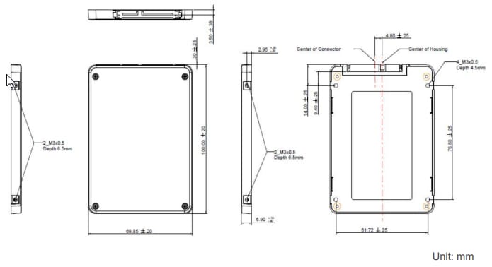 Mechanical Drawing - Apacer Technology Inc. SV24P-25 Serial ATA Flash Drives