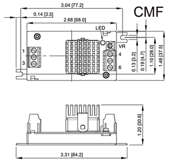 Mechanical Drawing - Cincon EC5SBW-C(D)MF 4:1 Input Isolated DC-DC Converters