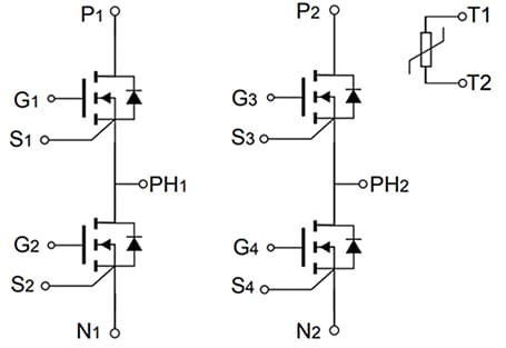 Schematic - STMicroelectronics M1F45M12W2-1LA ACEPACK DMT‑32 Power Module