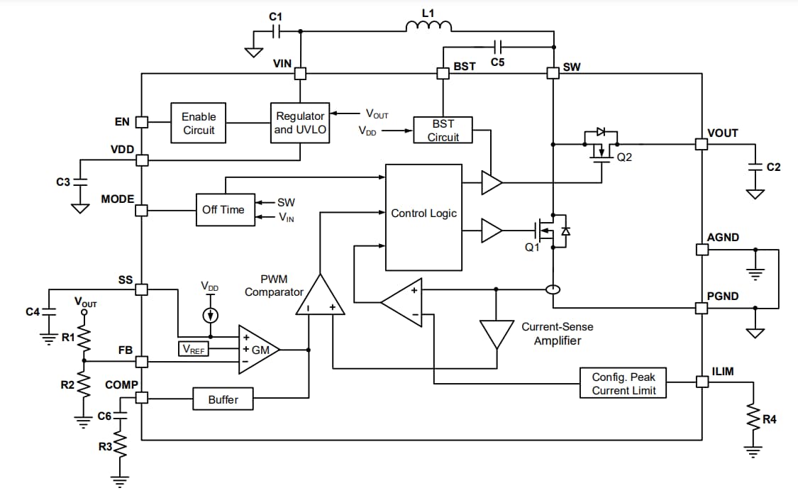Block Diagram - Monolithic Power Systems (MPS) MPQ3431C Synchronous Boost Converters