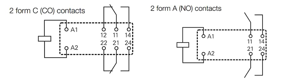 Mechanical Drawing - TE Connectivity / Schrack RT2 General Purpose Power PCB Relays