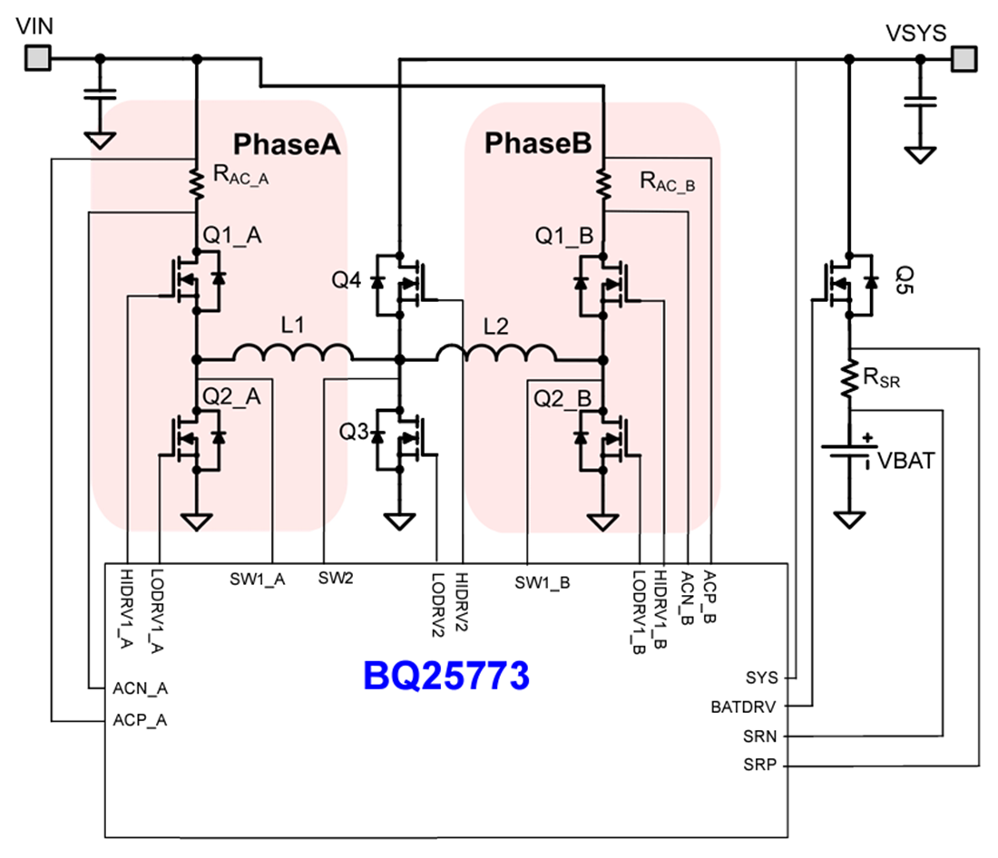 Application Circuit Diagram - Texas Instruments bq25773 Buck-Boost Battery Charge Controller