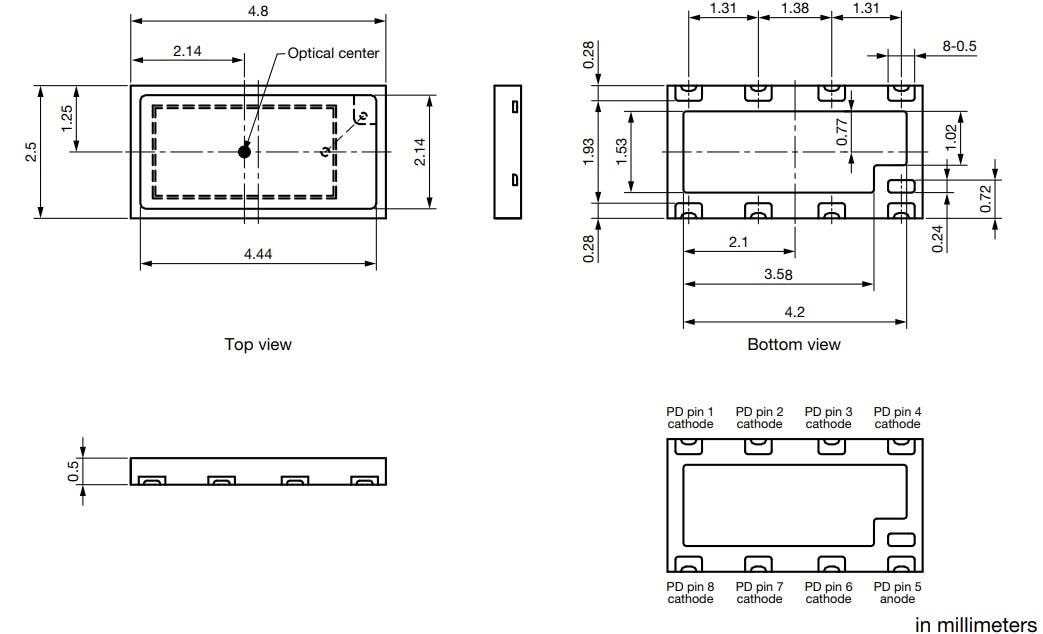 Mechanical Drawing - Vishay VEMD8082 Silicon PIN Photodiode