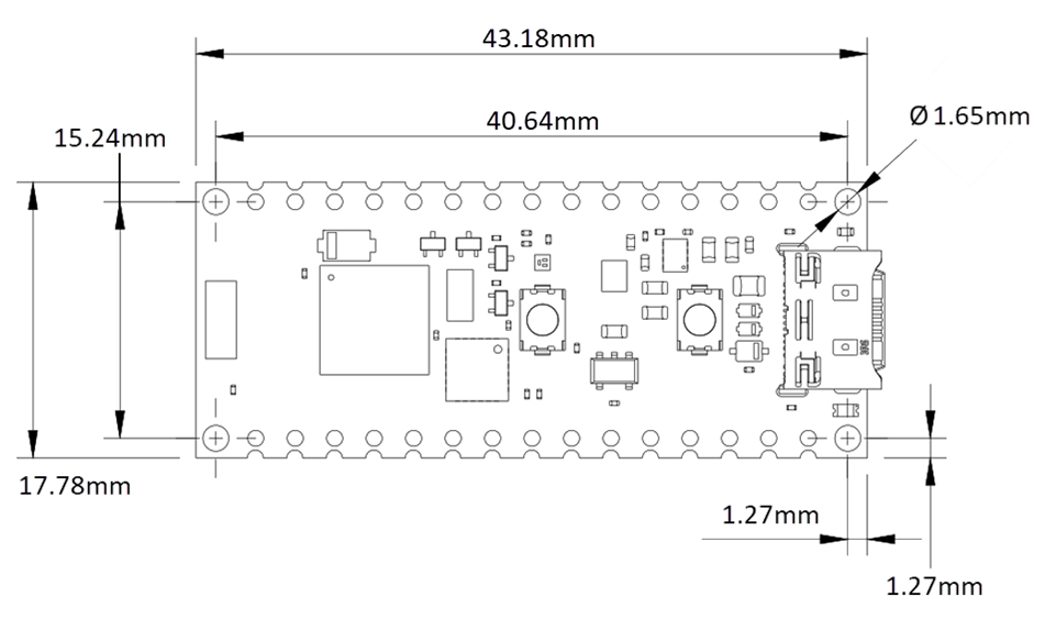 Mechanical Drawing - Arduino ABX00112 Nano Matter Board