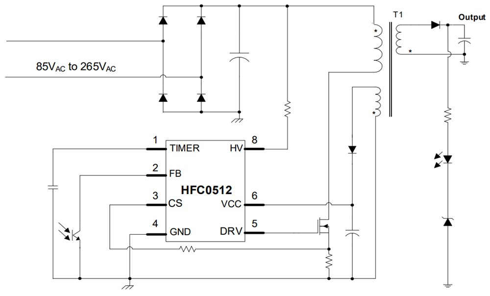 Application Circuit Diagram - Monolithic Power Systems (MPS) HFC0512 Fixed-Frequency Current-Mode Controller
