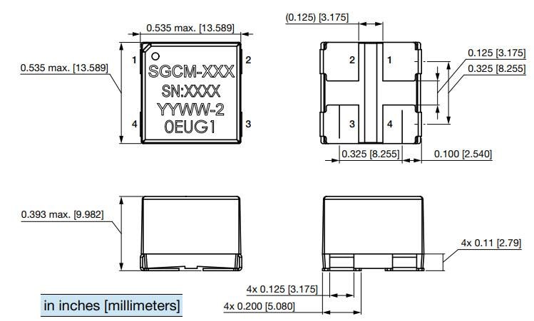 Mechanical Drawing - Vishay / Dale SGCM05339 Space-Grade SMD Common-Mode Chokes