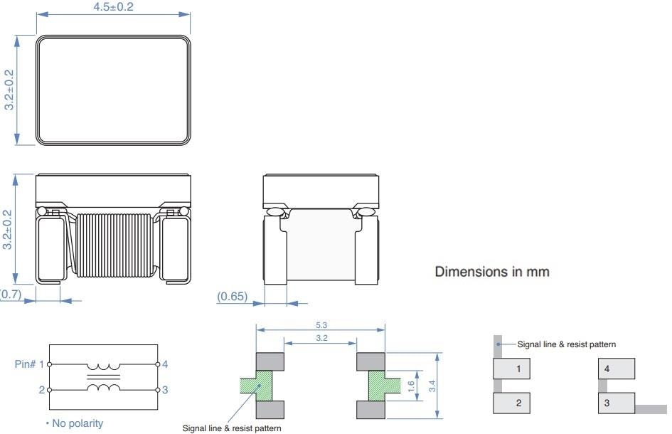 Mechanical Drawing - TDK ADL-VK Decoupling Inductors