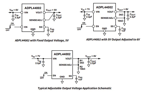 Application Circuit Diagram - Analog Devices Inc. ADPL44002 Low Dropout (LDO) Linear Regulators
