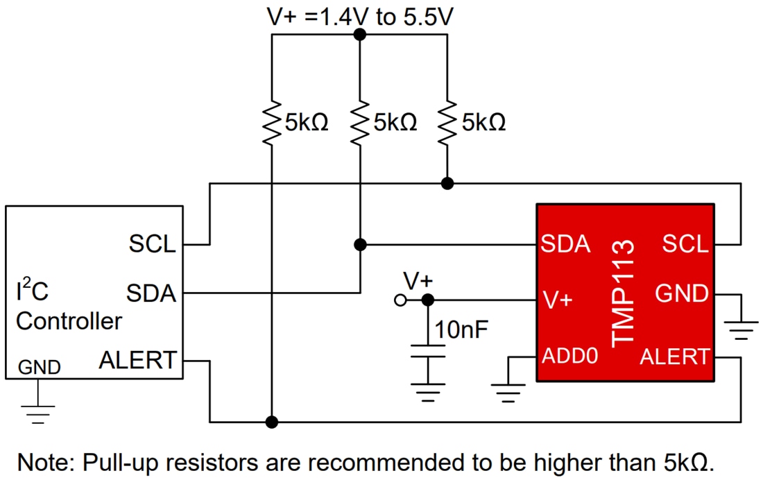 Schematic - Texas Instruments TMP113 I2C-Compatible Digital Temperature Sensor