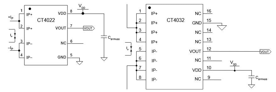 Application Circuit Diagram - Allegro MicroSystems CT4022 & CT4032 XtremeSense TMR Current Sensors