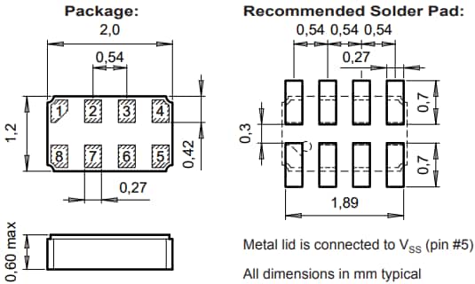 Mechanical Drawing - Micro Crystal RV-3028-C8 Real-Time Clock (RTC) Modules
