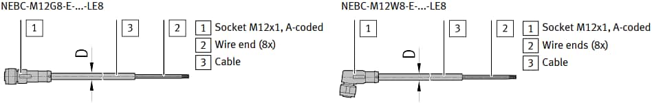 Mechanical Drawing - Festo NEBC Connecting Cables