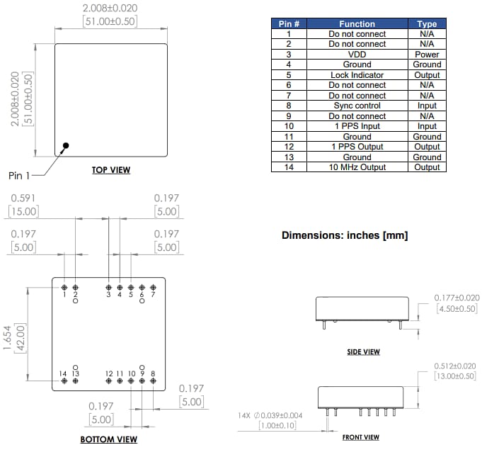 Mechanical Drawing - Abracon ABCM-51 OCXO Clock Module