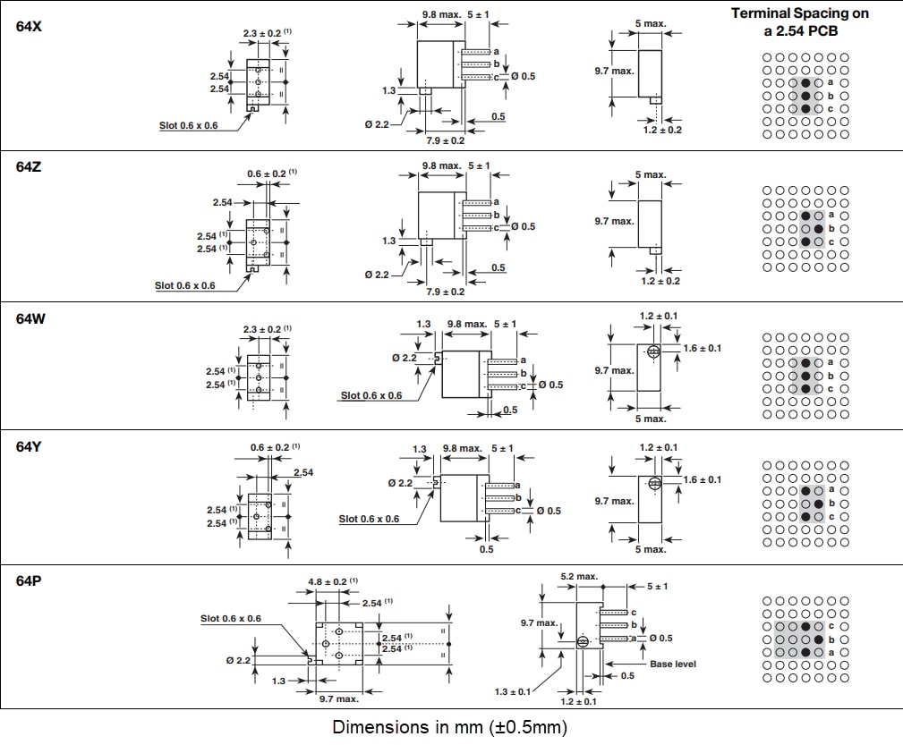 Mechanical Drawing - Vishay / Spectrol 64 Series 3/8