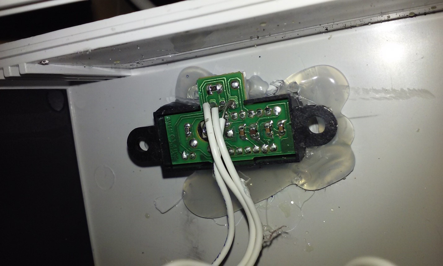 IR sensor glued and wired.